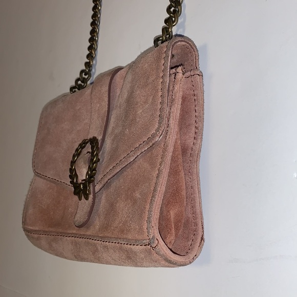 Zara Dusty Rose Suede Crossbody Bag with Chain Strap - Picture 4 of 11